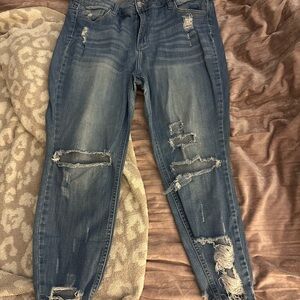 Distressed Blue Jeans